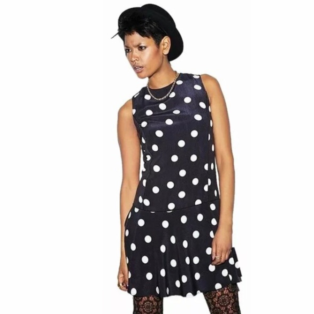 Made Impulse Fashion Week Polka Dot Dress retro Mod Drop Waist Flounce Hem